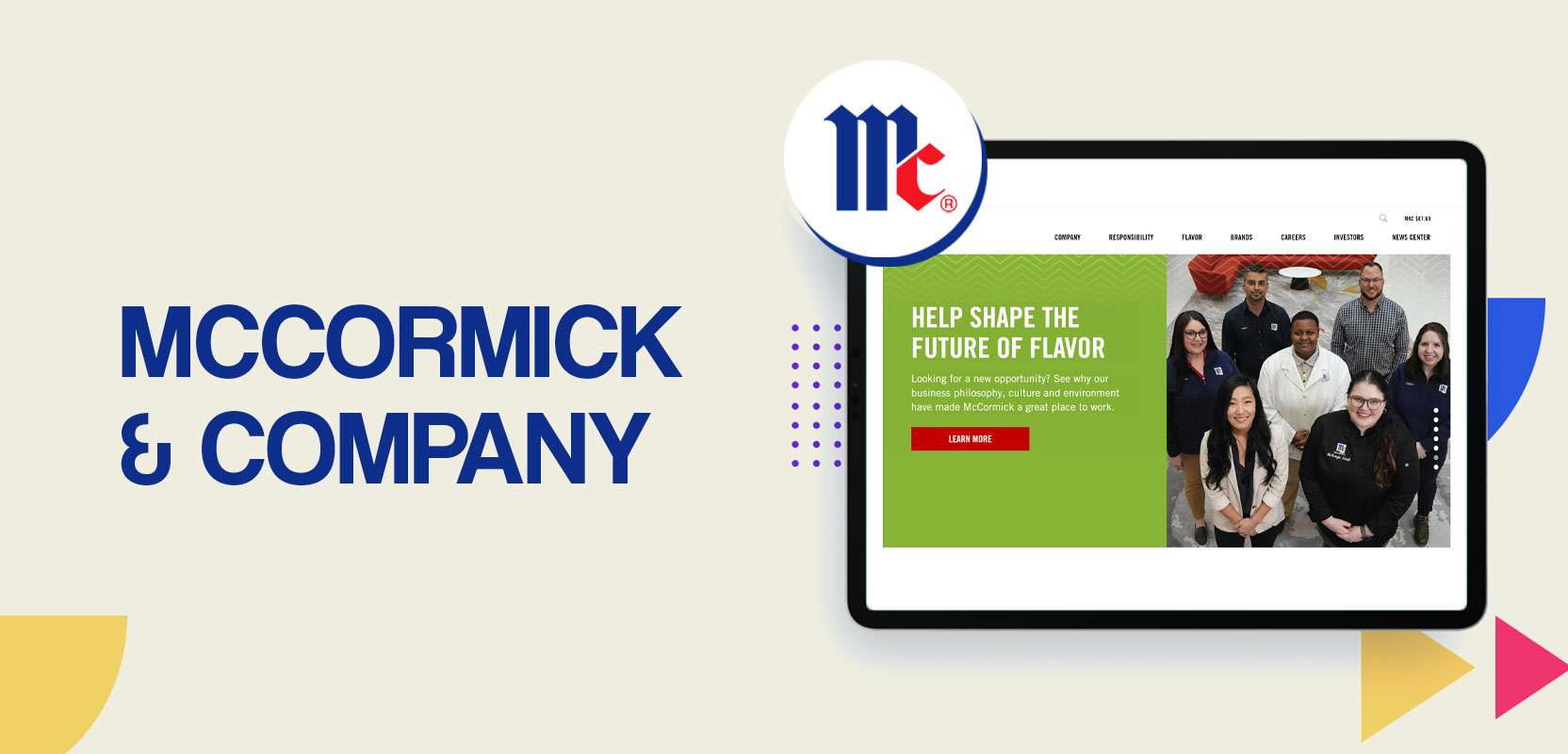 Screen showing McCormick & Company website