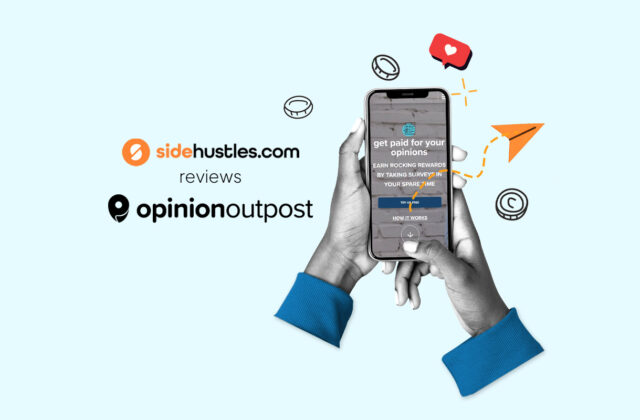 Smartphone showing the Opinion Outpost app.