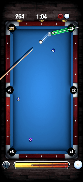 Virtual pool game on the Pool Payday gaming app.