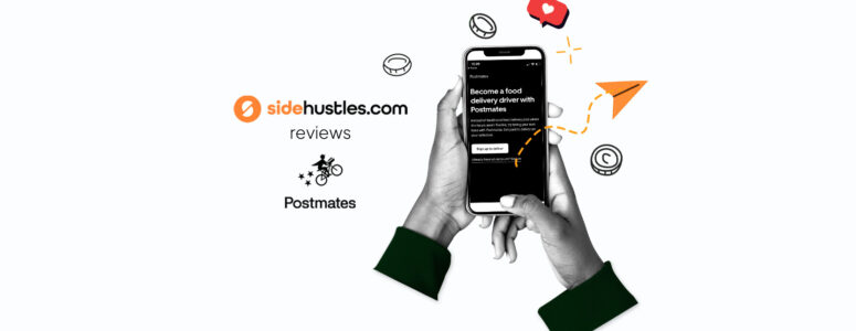 Smartphone showing the Postmates signup page.