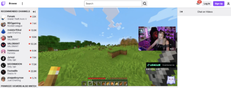 a screenshot of the twitch streamer primroze playing minecraft live online