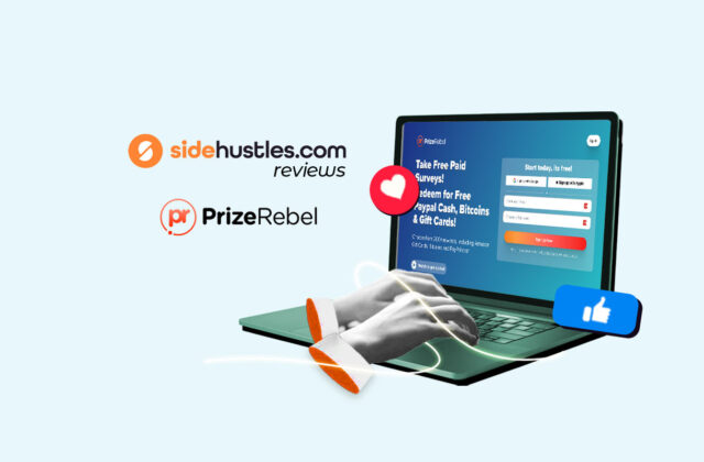 Laptop screen showing the PrizeRebel home page.