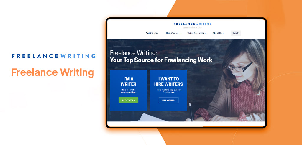 Screenshot showing the FreelanceWriting homepage