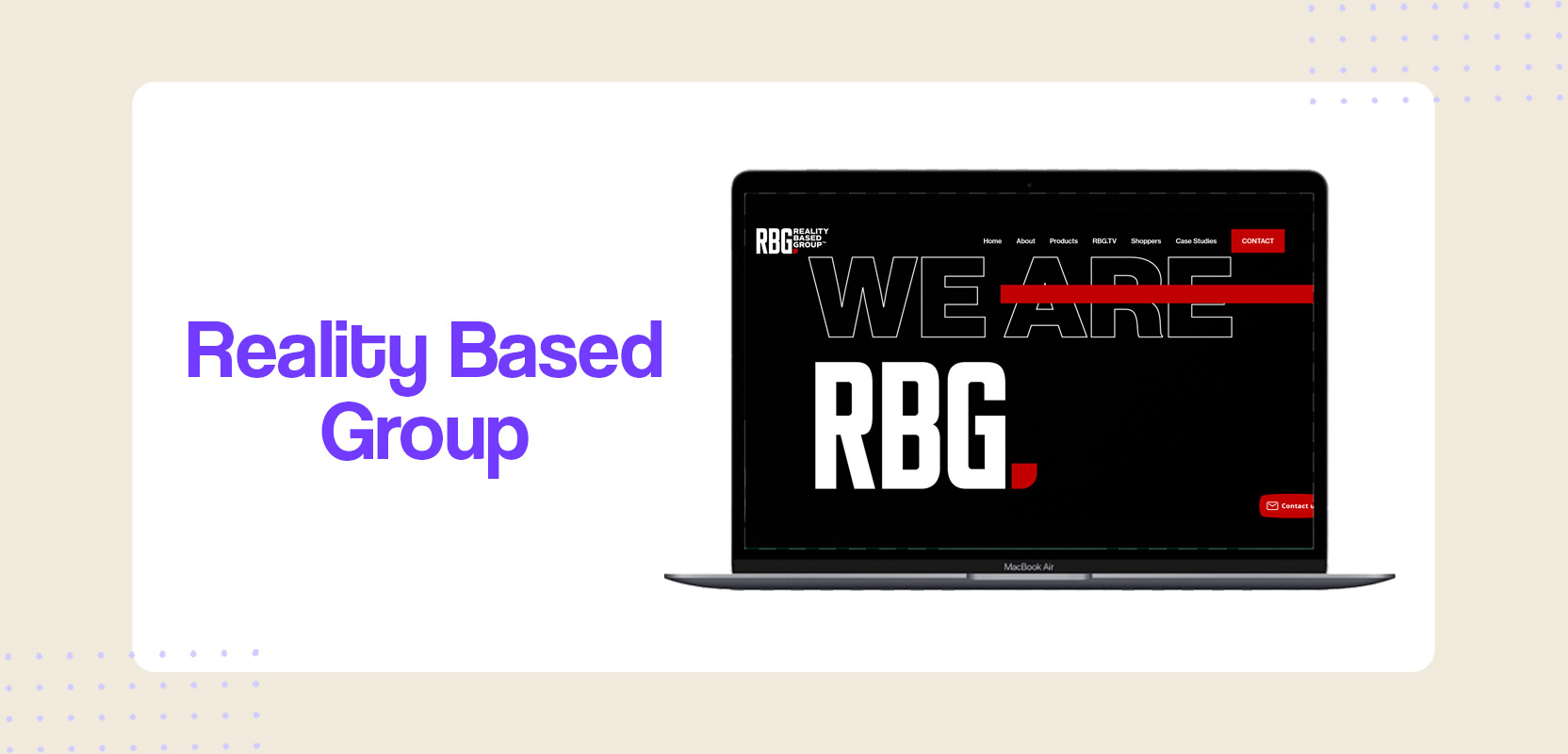Laptop screen showing the Reality Based Group website