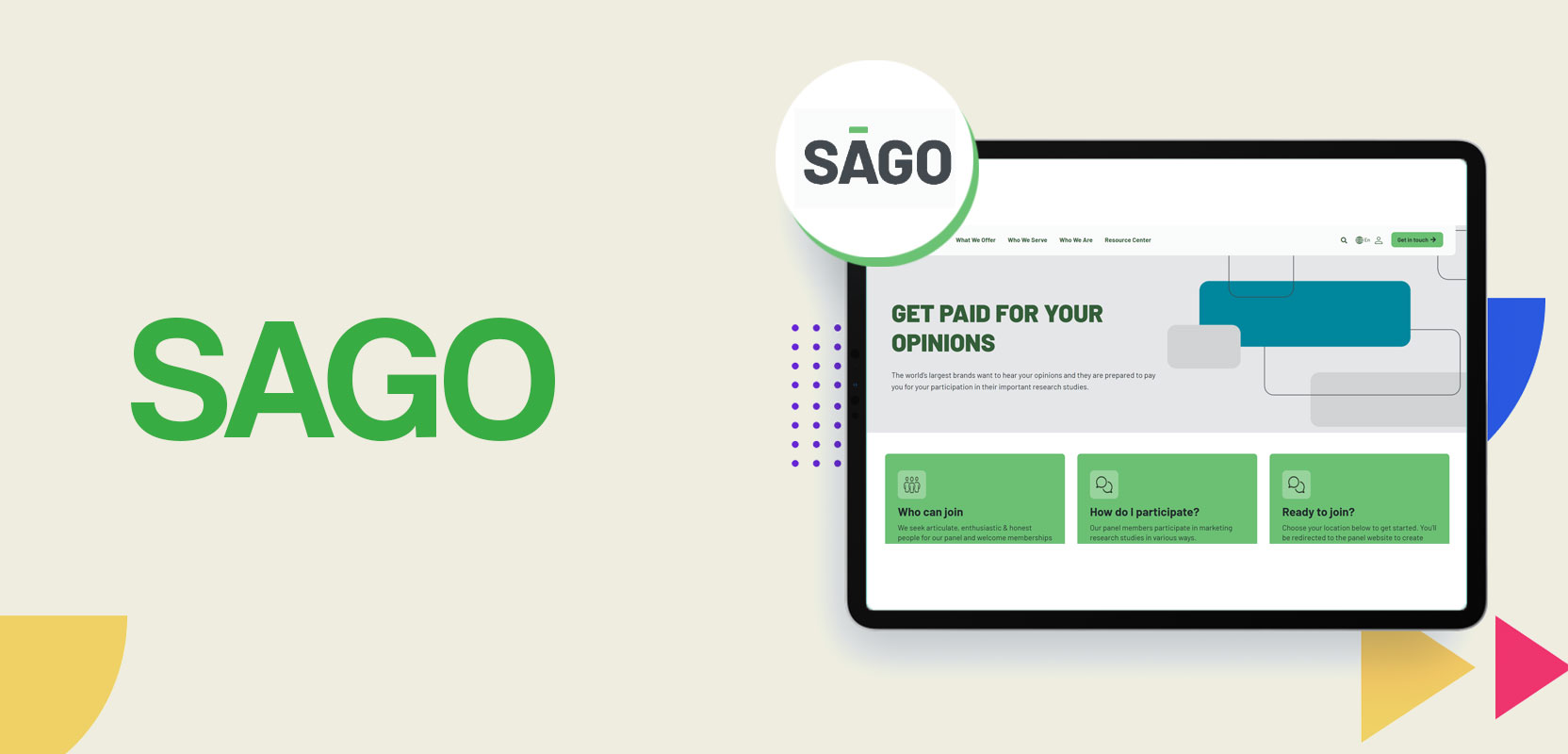 Screen showing Sago website