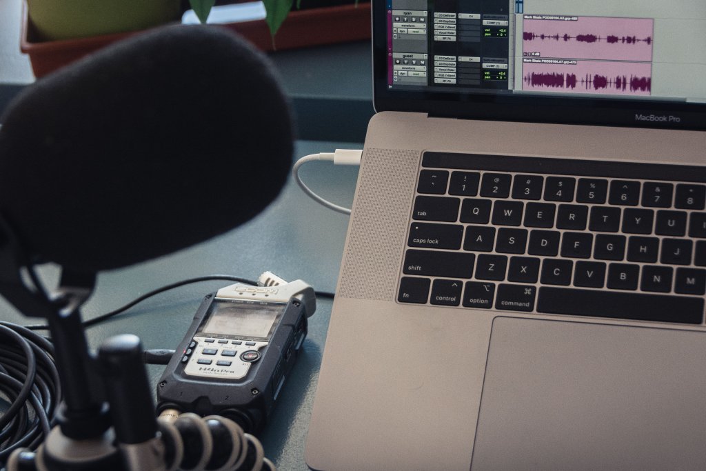 Voice actor overlaying demo tape with a spoken audio tag.