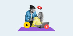 Couple working on a side hustle together in front of a laptop