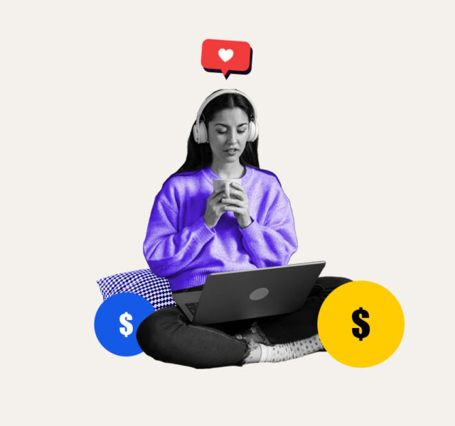 Introvert sitting on the floor and pursuing a side hustle on their laptop