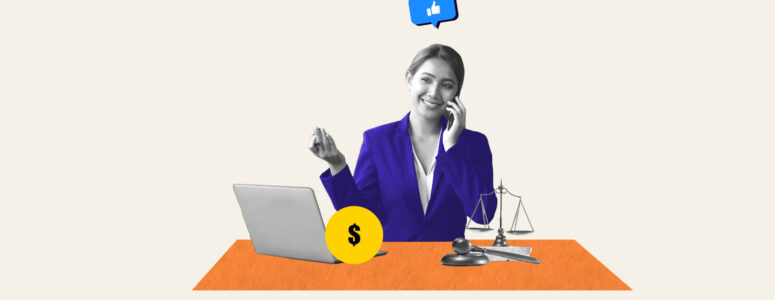 Lawyer sitting at laptop working on a side hustle