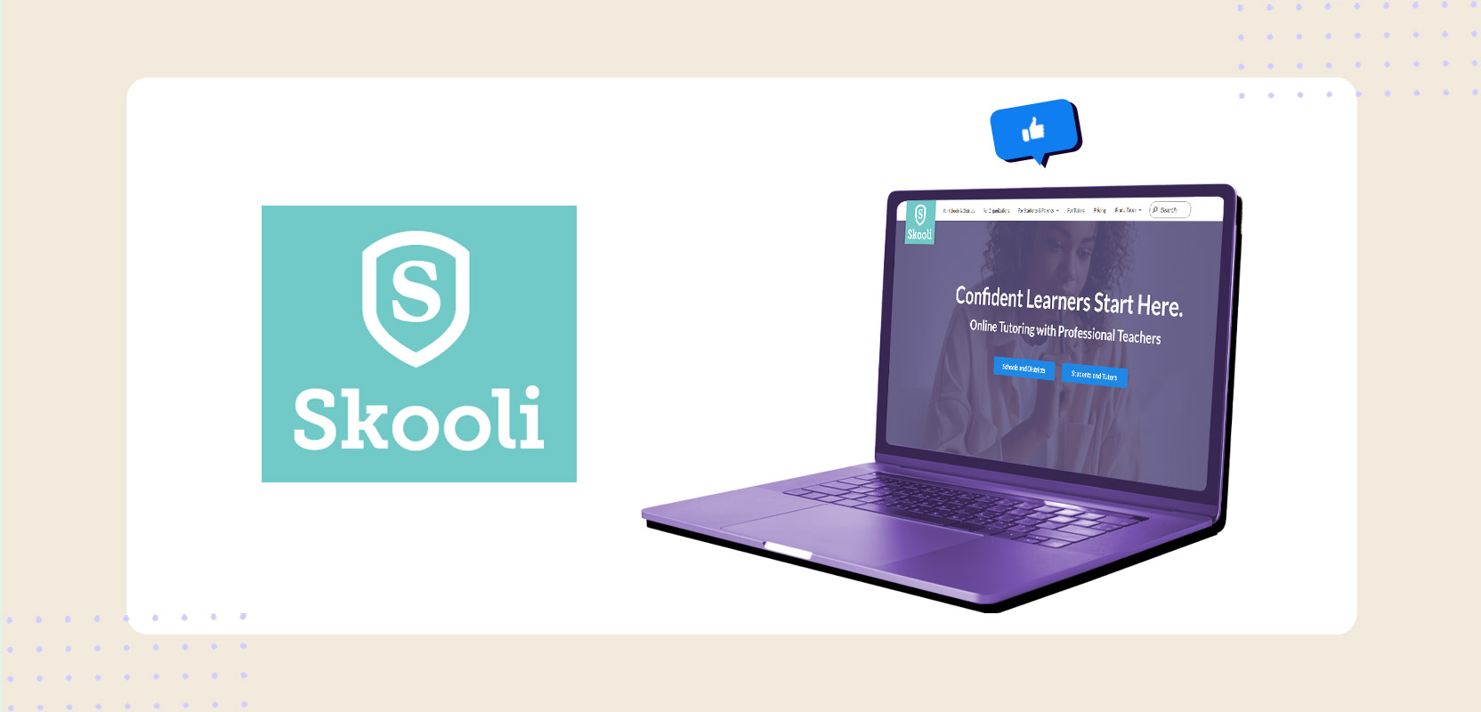 Laptop screen showing the Skooli website