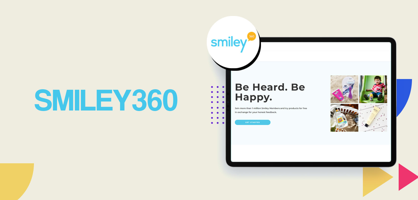 Screen showing Smiley360 website