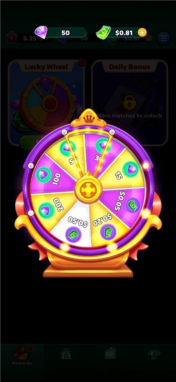 The Lucky Wheel feature on the Solitaire Clash gaming app.