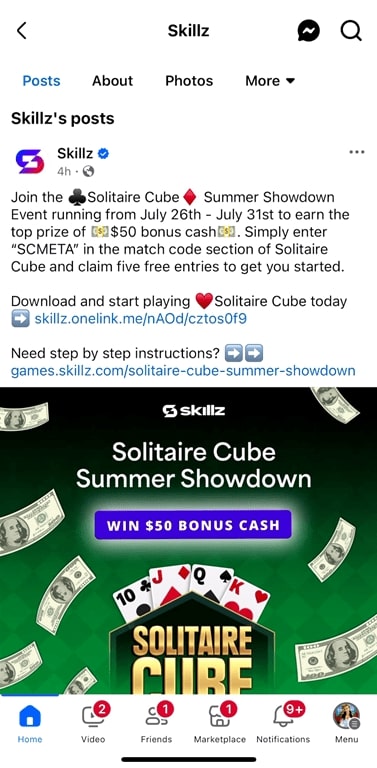 Promo code for free entries into a Solitaire Cube competition.