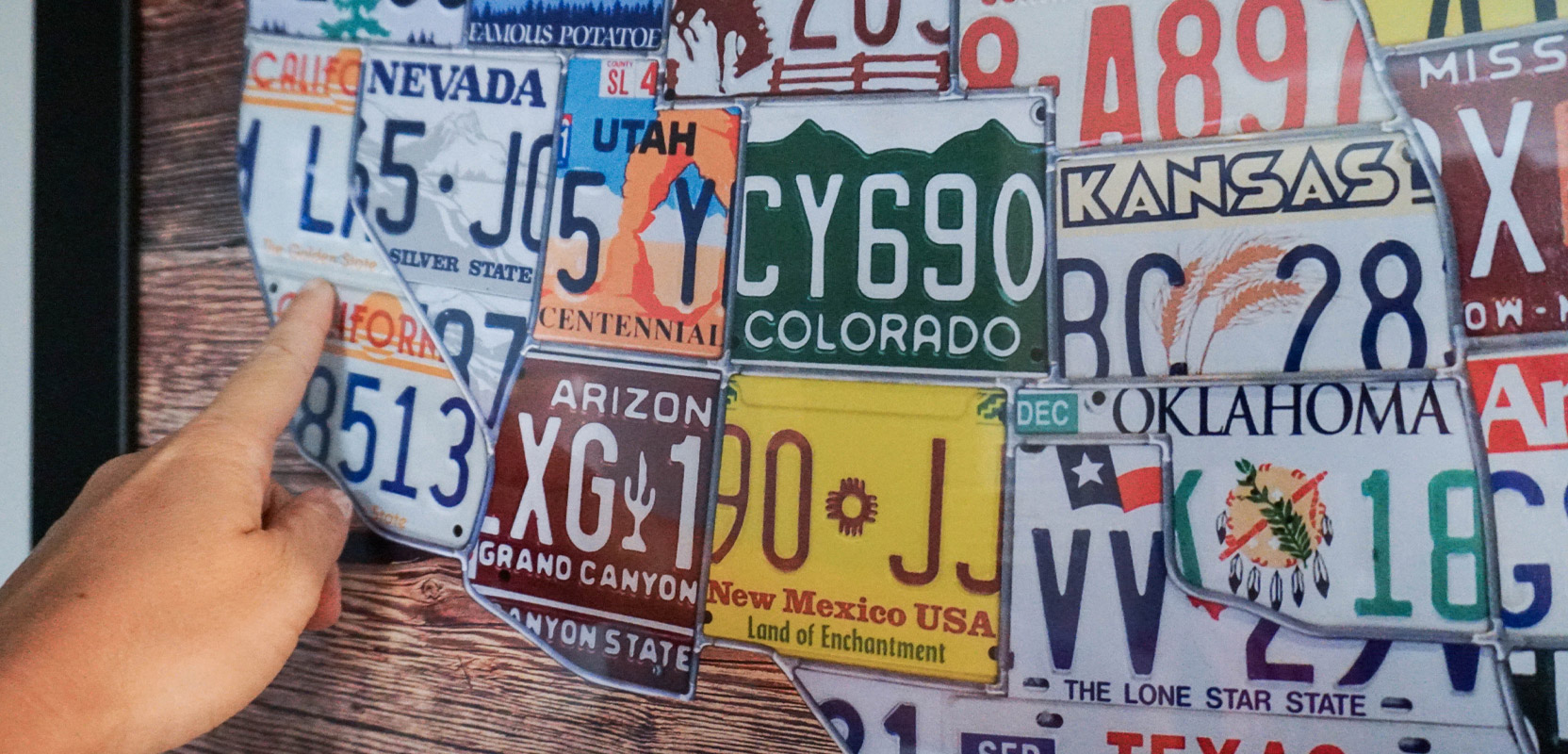 License plates in the shape of a map of the USA