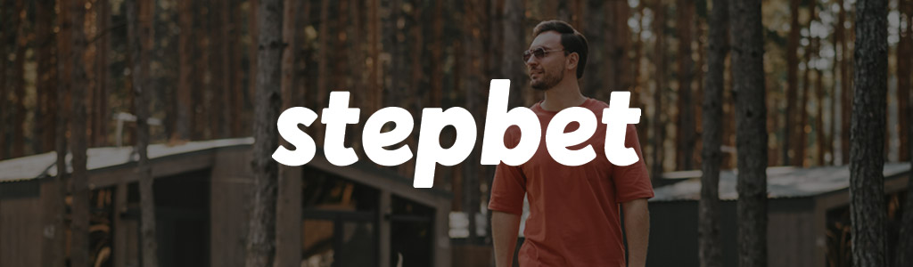 StepBet logo against a background of a man walking outdoors