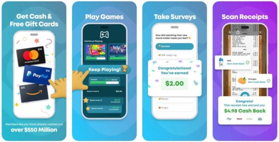 Screenshots of the Swagbucks app