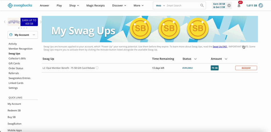 Swagbucks SwagUp offers