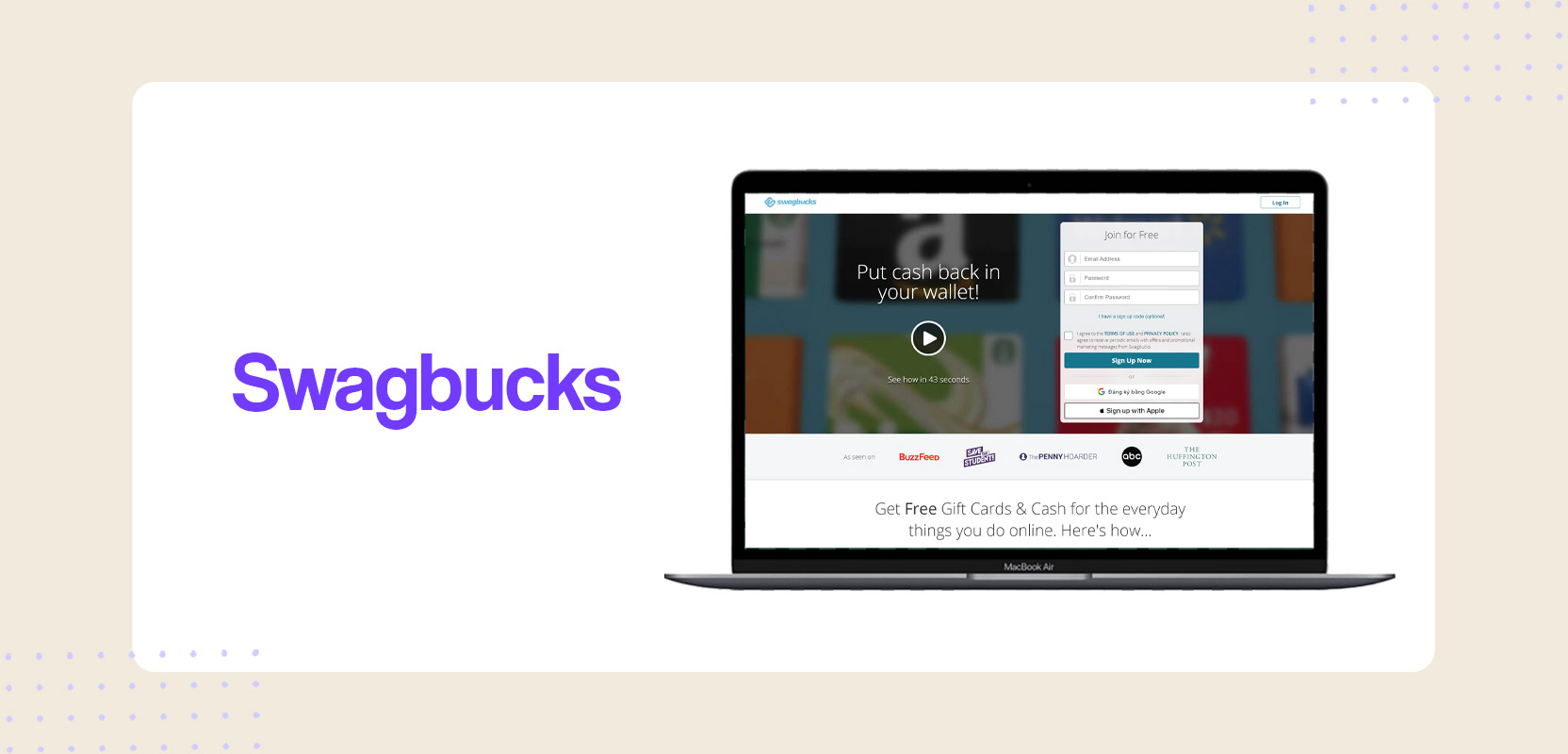 Laptop showing the Swagbucks website