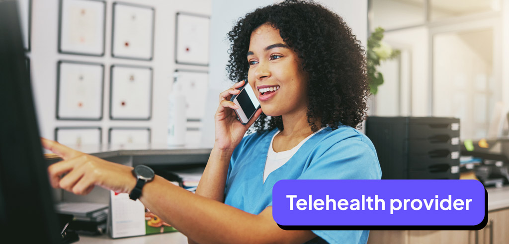 Nurse on the phone working as a part-time telehealth provider
