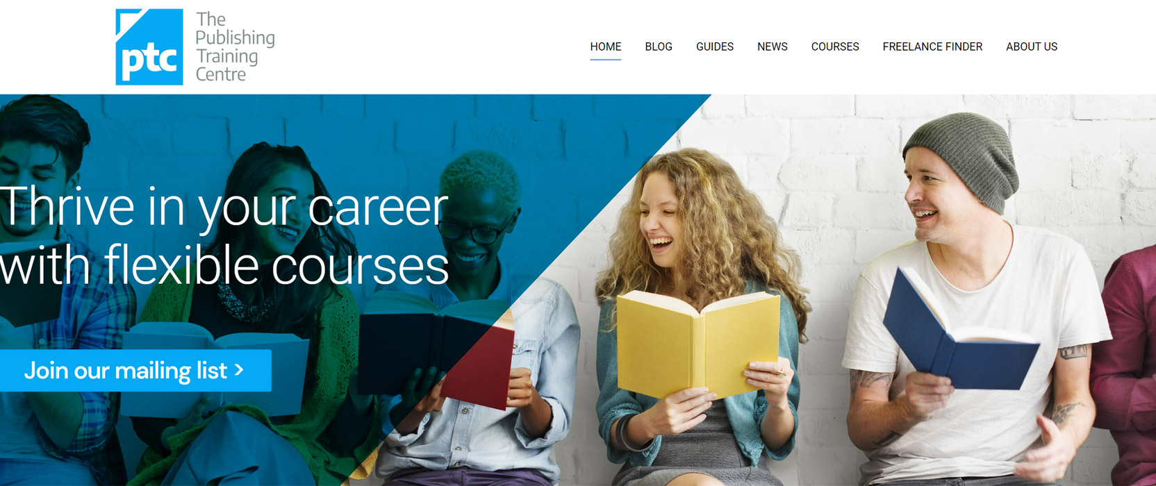 Screenshot of the Publishing Training Centre homepage