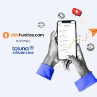 Smartphone showing the Toluna Influencers interface.