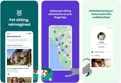 Screenshots of the TrustedHousesitters app