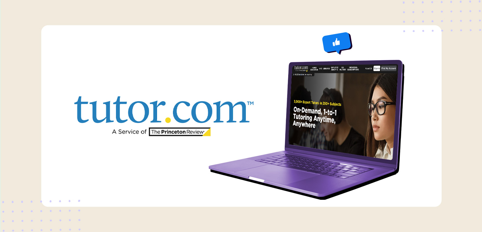 Laptop showing Tutor.com website