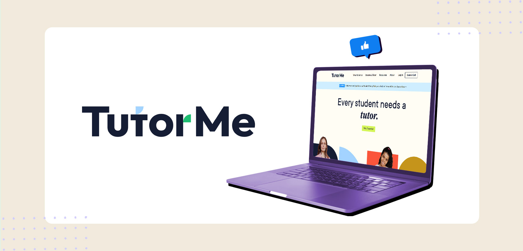 Laptop showing TutorMe website