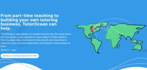 Map of the world and list of TutorOcean benefits for part-time teachers and tutor business owners