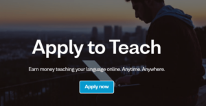 Verbling website signup page for English teachers describing how you can earn money teaching English