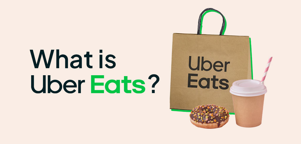 Delivery bag next to food representing what Uber Eats is