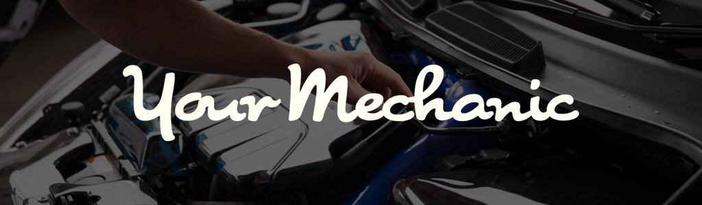 YourMechanic logo against a darkened background showing someone fixing a car