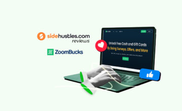 Laptop showing the Zoombucks homepage.